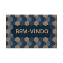 Capacho de Porta Vinílilco 60x40cm Bem Vindo Azul