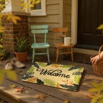 Capacho Decorativo Home Welcome Entrada Antiderrapante Lavável Estampas Botânicas Primavera Verão Capacho Decorativo Home Welcome Entrada Antiderrapante Lavável Estampas Botânicas Primavera Verão