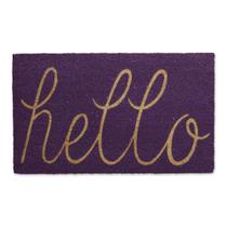 Capacho DII Hello Coir Fiber antiderrapante durável 45x75cm roxo