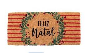 Capacho feliz natal pvc e fibra de coco 55x24x1cm