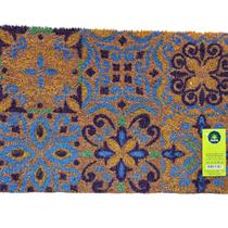 Capacho Fibra Coco Pvc Pintado Azulejo Azul 40cm X 60c