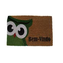 Capacho fibra de coco ecologico "bem-vindo coruja" 61x41 cm - cach023 - CASA AMBIENTE