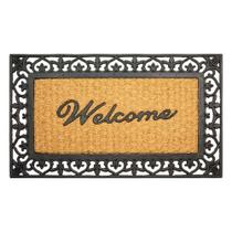 Capacho Fibra De Coco Prime 22 Bege Preto 0,45x0,75m