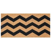 Capacho Fibra de Coco - Slim Retangular - 70cm x 33cm - Zig-Zag Preto - UZOO - Bella Casa