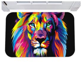 Capacho leão colorido tapete para porta 40x60