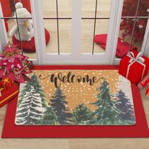 Capacho Mawjom Winter Welcome Plaid Pine-Tree Snow 43x76cm