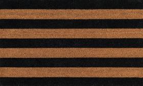 Capacho Momeni Park Listrado Preto de Fibra de Coco 46x76 cm