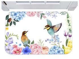 Capacho pássaros floral flores paisagem tapete 40x60