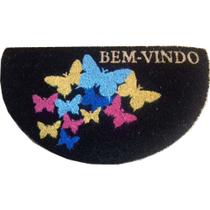 Capacho porta De Coco Meia Lua Vizapi Natural 33X60Cm Butterfly Bem_Vindo