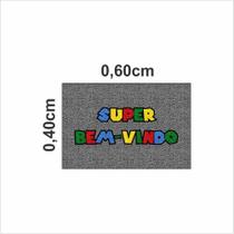 Capacho super bem vindo roxo 60x40 cm antiderrapante