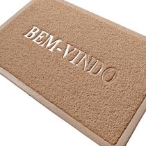 Capacho Tapete de Entrada Bem Vindo 60cm x 40cm PVC Bege Capacho Tapete de Entrada Bem Vindo 60cm x 40cm PVC Bege