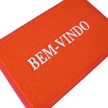 Capacho Tapete de Entrada Bem Vindo 60cm x 40cm PVC Vermelho