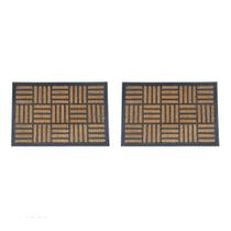 Capacho Tapete de Entrada Fibra Coco Borracha Quadriculado 2un