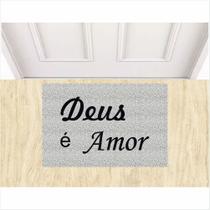 Capacho Tapete Deus é Amor 60X40 cm Antiderrapnte Prata. Capacho Tapete Deus é Amor 60X40 cm Antiderrapnte Prata.