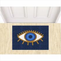 Capacho tapete vinil olho grego 60X40 cm azul marinho.