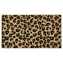 Capacho THEYGE com estampa de leopardo, linho marrom 43x76cm