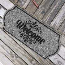 Capacho Vinil Formas Welcome Cinza 30x70cm - KAPAZI