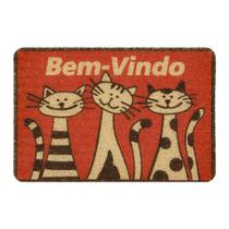 Capacho Vinilico Estampado 60x40 Gato Vermelho/Preto