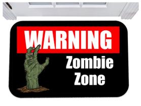 Capacho warning zombie zone tapete geek nerd 40x60