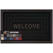 Capacho WeatherMax de aperto de gorila, borracha natural durável, resistente a manchas e desbotamento, baixo perfil, tapetes de porta ao ar livre, tapete de entrada fácil e limpo, 17x29, boas-vindas à meia-noite