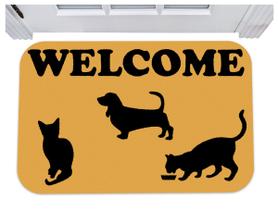 Capacho welcome animais cachorro gato pet lover tapete 40x60