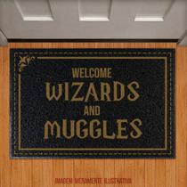 Capacho Welcome Wizards and Muggles - Legião Nerd