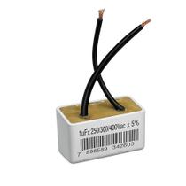 Capacitor 2 fios metalizado 1uf x 250/300/400v quadrado trio Capacitor 2 fios metalizado 1uf x 250/300/400v quadrado trio