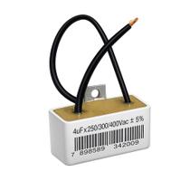 Capacitor 2 fios quadrado 4uf x 250/300/400v c/ chapa trio Capacitor 2 fios quadrado 4uf x 250/300/400v c/ chapa trio