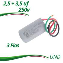 Capacitor 3 Fios 2,5uf+3,5uf 250v (6uf) Ventilador Teto- Und