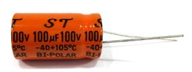 Capacitor Bi-polar 100X100 100UF 100V Laranja para Alto falante Eletrolitico