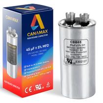 Capacitor Canamax 45uF 5% 370V ou 440V para ar condicionado Capacitor Canamax 45uF 5% 370V ou 440V para ar condicionado
