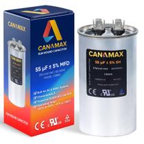 Capacitor Canamax 55uF 5% MFD 370 ou 440V para ar condicionado Capacitor Canamax 55uF 5% MFD 370 ou 440V para ar condicionado