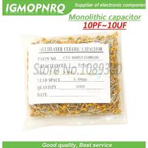 Capacitor Cerâmico Monolítico 50V 1000Pcs 10PF-1UF Faixa De Vários Tamanhos 102 104 105 106 103 473