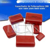Capacitor De Filme De Polipropileno CBB 63V 100V 250V 400V 630V 100PF 220PF 470PF 10NF 1UF 22NF