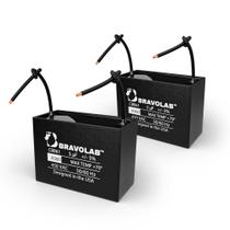 Capacitor de ventilador de teto Bravo Lab CBB61 5μF 450VAC 50/60Hz, pacote com 2 Capacitor de ventilador de teto Bravo Lab CBB61 5μF 450VAC 50/60Hz, pacote com 2