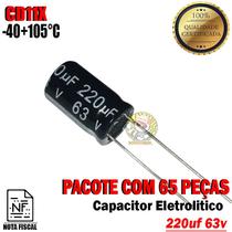 Capacitor Eletrolitico 220uf 63v 105ºC Pacote com 65 peças