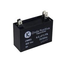 Capacitor Permanente Retangular 6UF 450VAC Onda Positiva