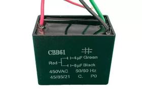 Capacitor polipropileno 4+6 x450v - 3fios quadrado cbb61