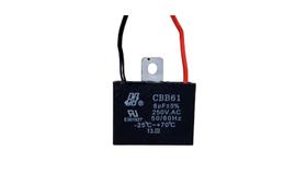 Capacitor Quadrado Para Ventilador 8uf 250vac 2 Fios Cbb61
