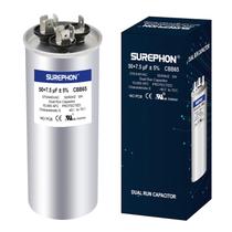 Capacitor SUREPHON CBB65 50+7,5uF 5% 370V/440VAC de dupla execução Capacitor SUREPHON CBB65 50+7,5uF 5% 370V/440VAC de dupla execução