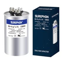 Capacitor SUREPHON CBB65 60+10uF 370V/440VAC com início de execução dupla Capacitor SUREPHON CBB65 60+10uF 370V/440VAC com início de execução dupla