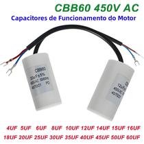 Capacitores De Motor CBB60 450VAC Para Lavadora, De 3UF a 20UF, Tolerância De 5% Capacitores De Motor CBB60 450VAC Para Lavadora, De 3UF a 20UF, Tolerância De 5%