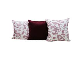 Capas Almofadas 50x50 Estampa Floral Vinho Conjunto 3 Peças - Nallu Decor