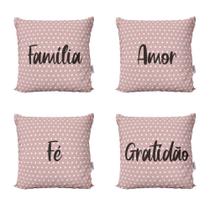 Capas Almofadas Decorativas Rosa Família, Amor, Fé Gratidão