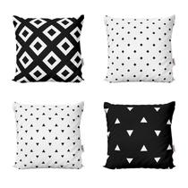Capas Almofadas Geométricas Preto e Branco Decorativas Para Sofá 40x40 - Novadecora Capas Almofadas Geométricas Preto e Branco Decorativas Para Sofá 40x40 - Novadecora