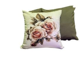 Capas almofadas sala quarto 1 flor 2 verdes zíper 45x45 3 un