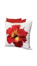 Capas almofadas sala quarto flor vermelha zíper 45x45 3 un