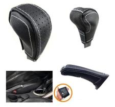 Capas Couro Manopla Câmbio Automático e Alavanca Freio de Mão Hyundai Veloster 2011 a 2014