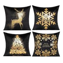 Capas de almofada All Smiles Black Christmas Gold 45x45cm
