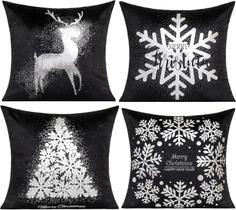 Capas de almofada All Smiles Black Silver Christmas 45x45cm
